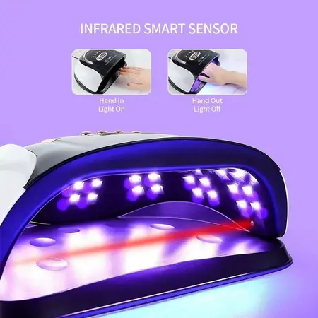 MAGICHAIR SUN C4 Plus GLITTER 256W 57Leds Lampu Dalam Full Hitam Pengering warna Kutek Gel Led UV Nail Lamp 6