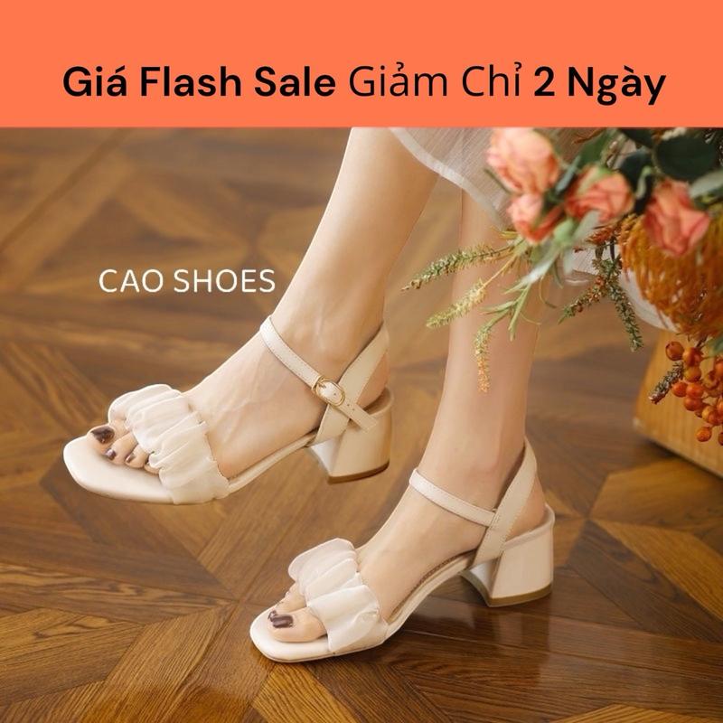 Giày sandal quai voan bèo nhún 5cm ưu đãi trong 2 ngày - B8 Cao shoes Nữ DéP