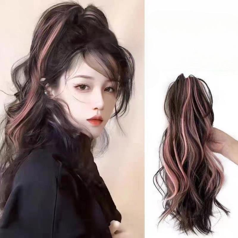  Tóc Giả Kẹp Xoăn Màu Highlight Cho Cô Gái Ngọt Ngào Tóc Nối Đuôi Ngựa Giả Nửa Buộc Dành Cho Nữ 