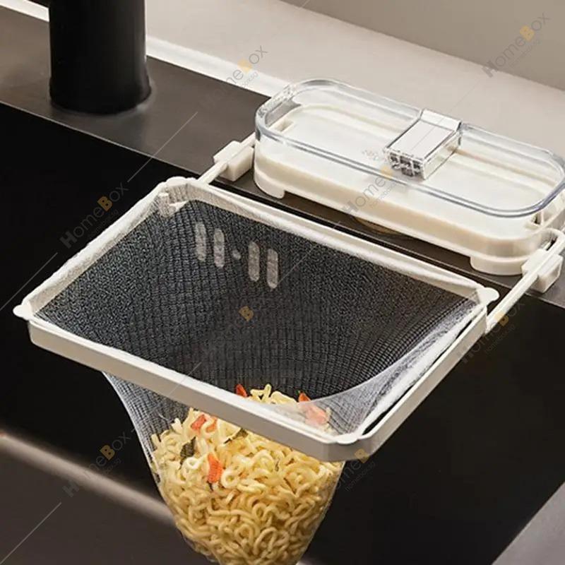 Product Introduction of HOMEBOX  Kitchen Sink Filter Drainage Rack with Disposable Filter Net Basket. Suction Type Anti Clog Sink Strainer 24