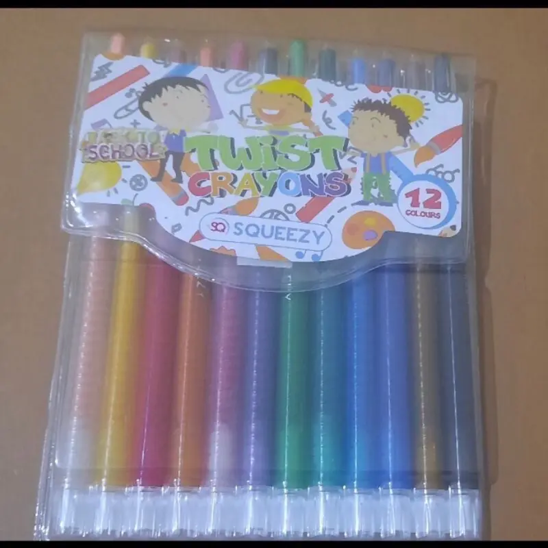 Crayon Oil Putar Squeezy SQ-1000 (12Warna) Pensil Stationery 1