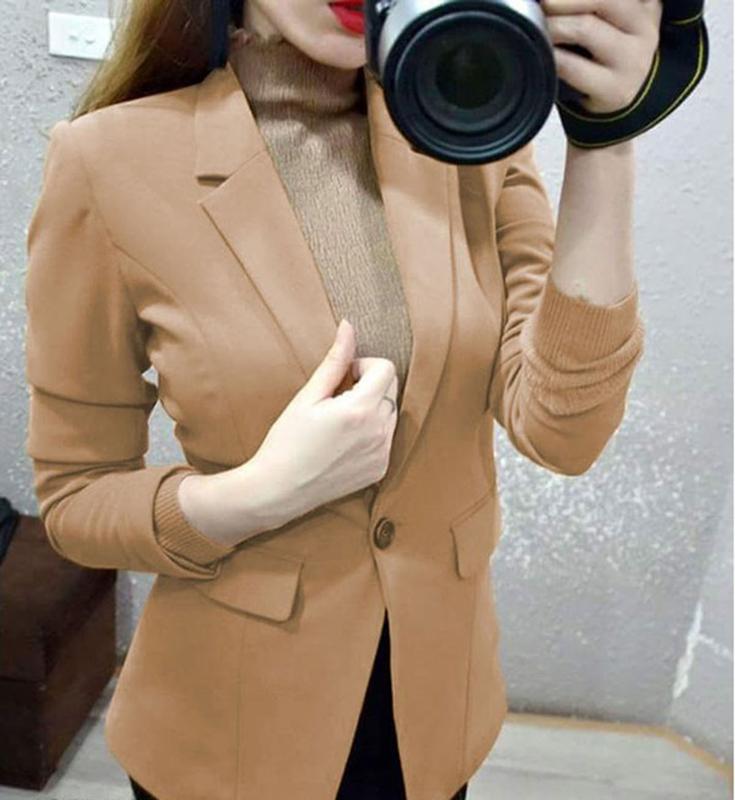 Áo khoác vest balzer thanh lịch Top Jacket Nữ Women Nhung Khuy Nâu