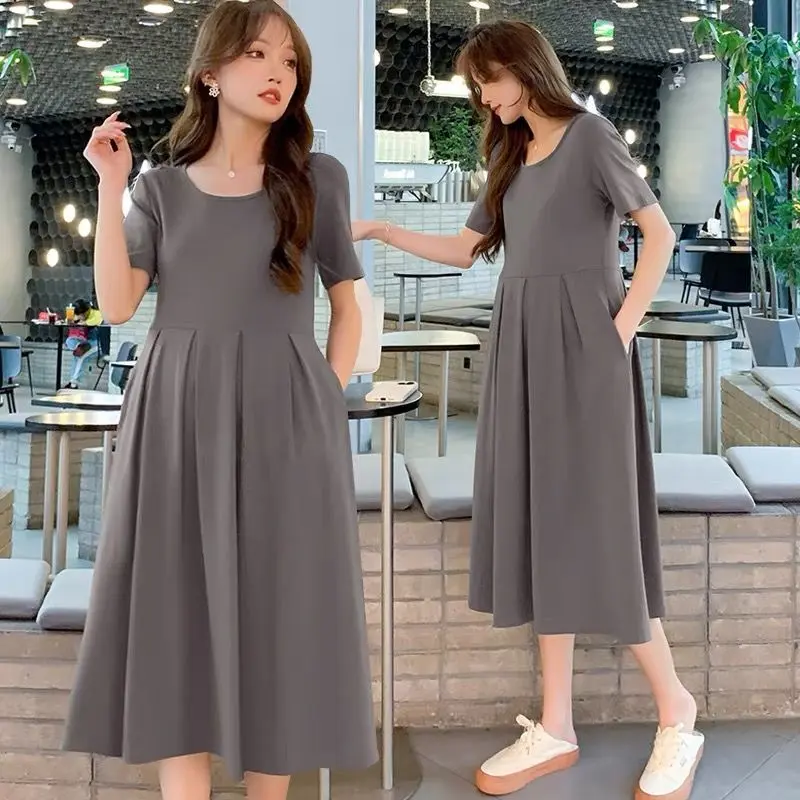 Maternity Clothes Summer Skirt 2025 New Korean Fashion Summer Cute  Youth-Looking Simple Pleated Pregnant Women Dress - TikTok Shop Philippines
