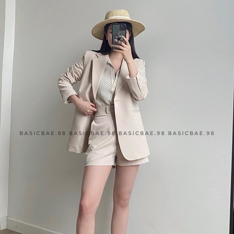 Blazer vạt tròn form rộng vừa phải thanh lịch, hàng thiết kế Basicbae.98 0
