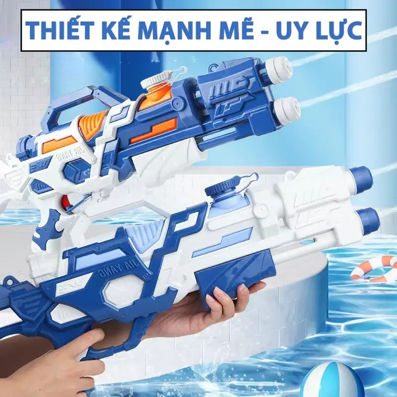 Đồ chơi súnɡ nước khổng lồ 2 nòng áp lực cao - súnɡ phun nước cỡ lớn bắn xa 6-10 mét cho bé thỏa sức vui chơi 2