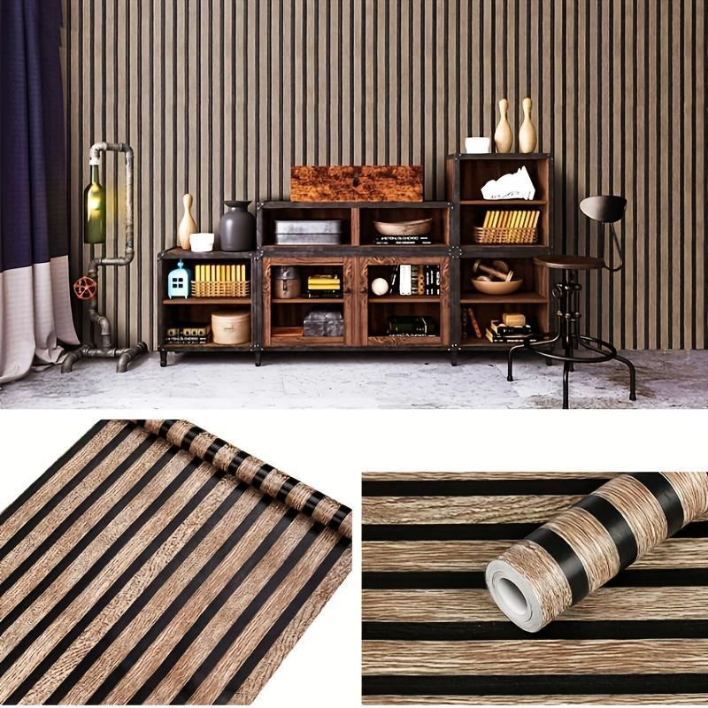Wood Grain Pattern Self Adhesive Wall Sticker, 1 Roll Removable Wall Decal, Decorative Sticker for Home Living Room Bedroom Cabinet 3