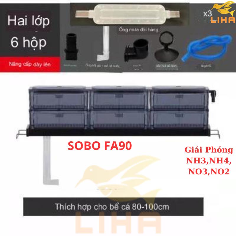  Bộ Lọc Dàn Mưa 2 Tầng 6 Khay Lọc Bằng Mica - Lọc Dàn Mưa Sobo F-90 FA-90 Cho Hồ Cá 80-100cm 