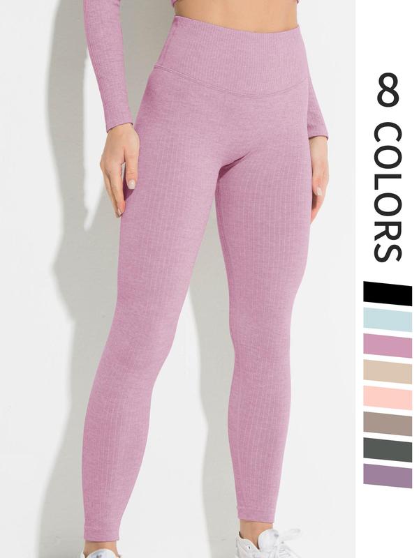 Women's Plain Wide Waistband High Waist Sports Leggings, Sporty Casual Comfy Skinny Pants for Yoga Gym Workout Running, Women Sport & Outdoor Clothing for Fall & Winter 5