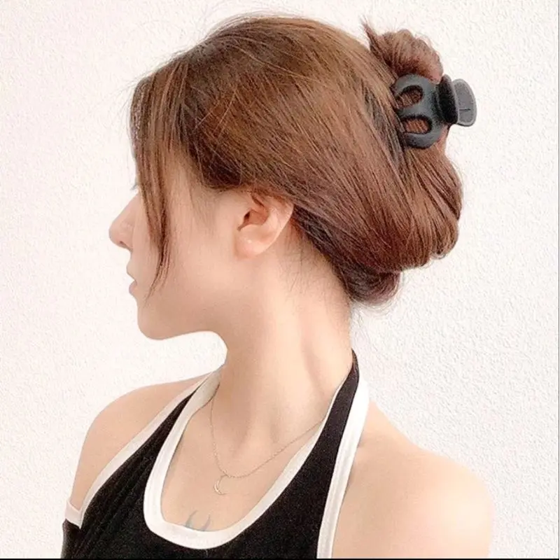 1PCS Jepit Rambut Jedai 5 Cm Wanita Cakar 3 Bahan Plastik Jepitan Badai Warna Hitam Polos Model Korea Clips A071 3