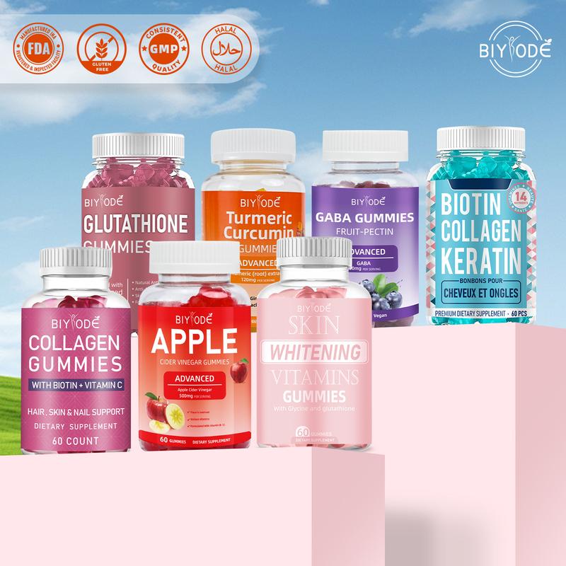 [24 giờ] Bộ kết hợp kẹo dẻo glutathione bán chạy nhất của BIYODE giúp làm sáng, làm mềm, xóa mờ vết thâm, loại bỏ mụn và bổ sung 60 viên kẹo dẻo vitamin làm đẹp vien uống  glutathione viên  uống canh     kẹo táo collagen kẹo giấm kẹo  glutathione thuc