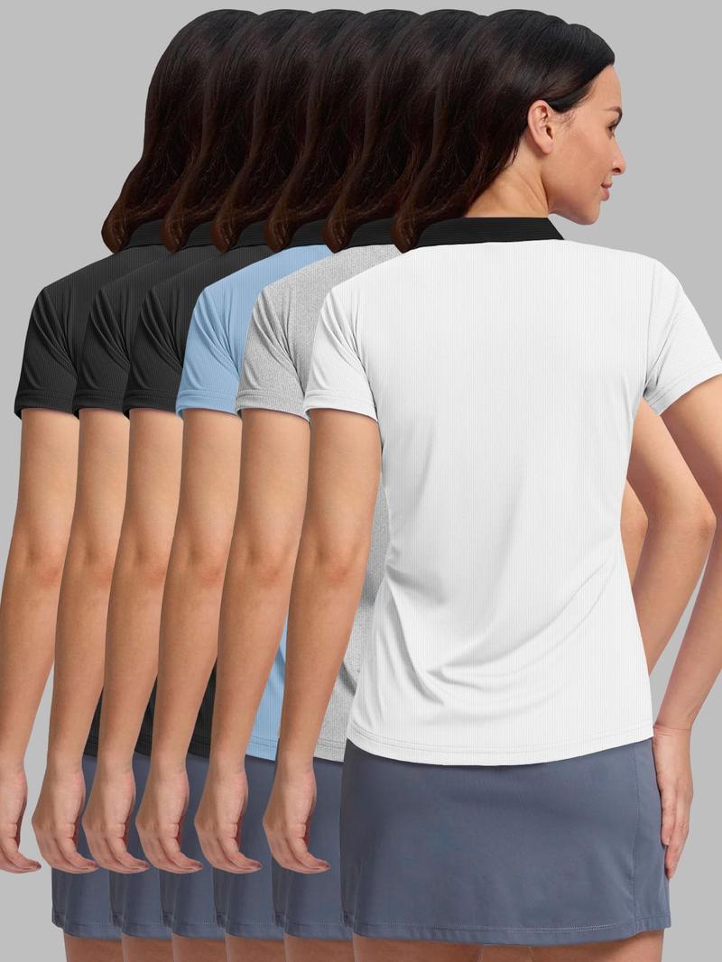 Product Introduction of Women's Solid Color Polo Shirt, Casual Comfy Breathable Short Sleeve Collared Top for Summer, Ladies Clothes for Daily Wear 2