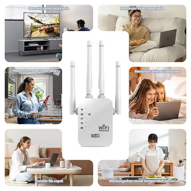 WIFI Expander 2400mb Repeater Nirkabel Rumah Repeater wifi yang nyaman Penguat Sinyal Antena Dual Band 4 6