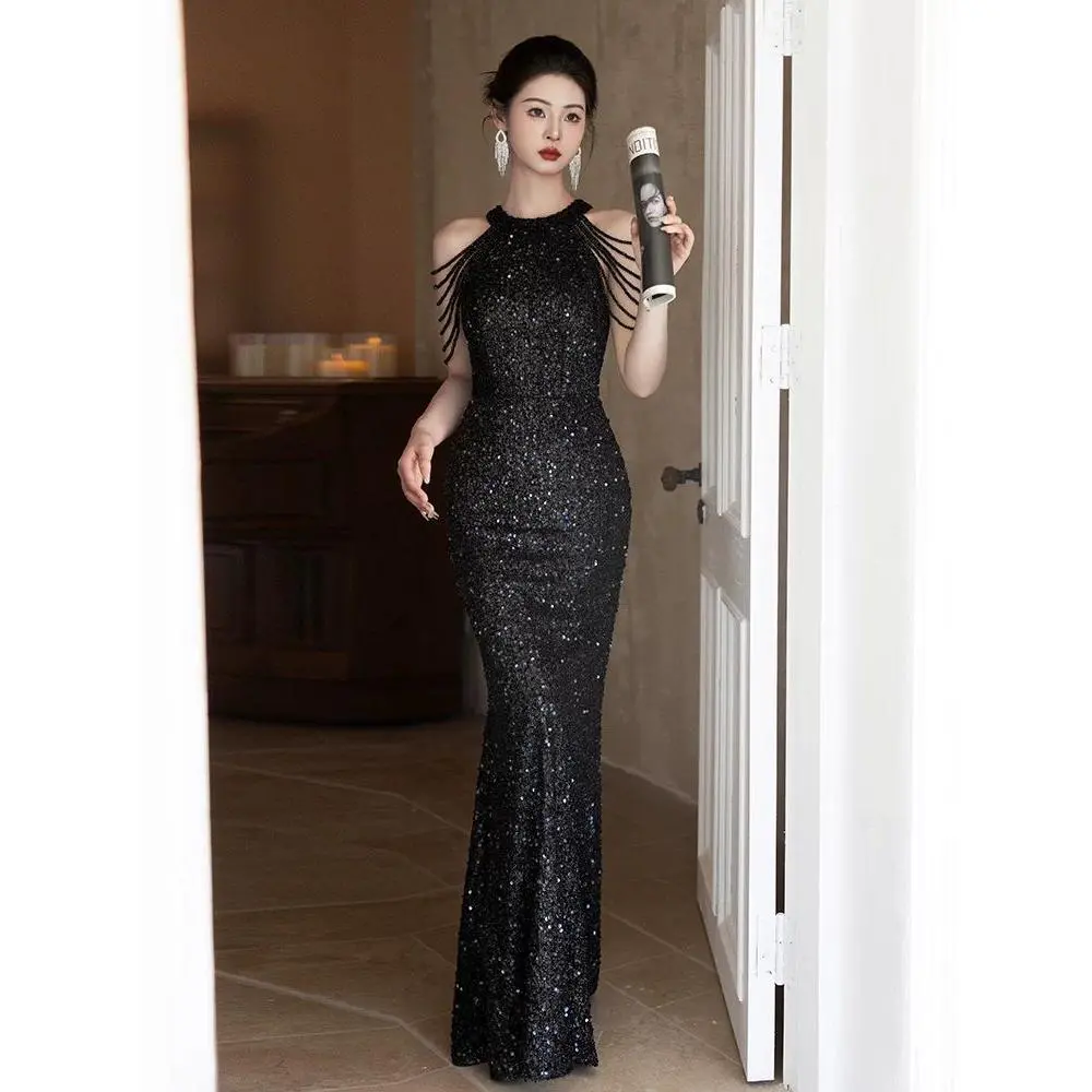 Stunning Black Evening Dress for Women, High-End Luxury, Niche Style,  Elegant Socialite Host Mermaid Dress Formal Womenswear Lingerie Workwear -  TikTok Shop Philippines