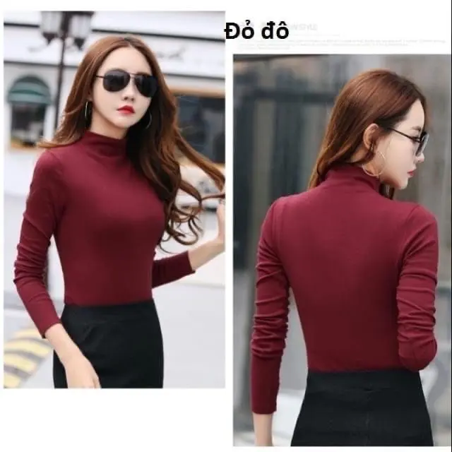 Combo 5 áo thu đông giữ nhiệt nữ co giãn, áo thun mùa đông, áo thun Lót Nỉ cổ 3 phân, áo thun dài tay nữ ,Top, Women 8