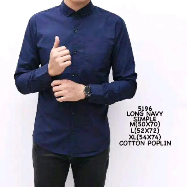 KEMEJA POLOS PRIA LENGAN PANJANG DISTRO HITAM Baju Formal Kancing Katun Kerah Santai Simple Standar 3