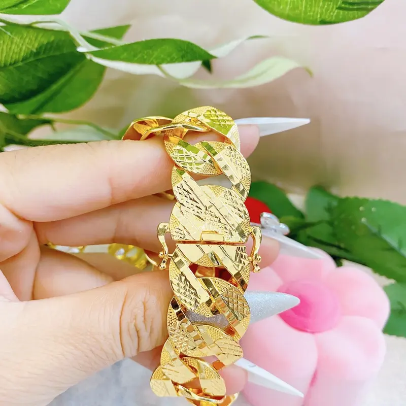 Lắc tay xích nam nữ khoá hộp dập 18k cao cấp 8