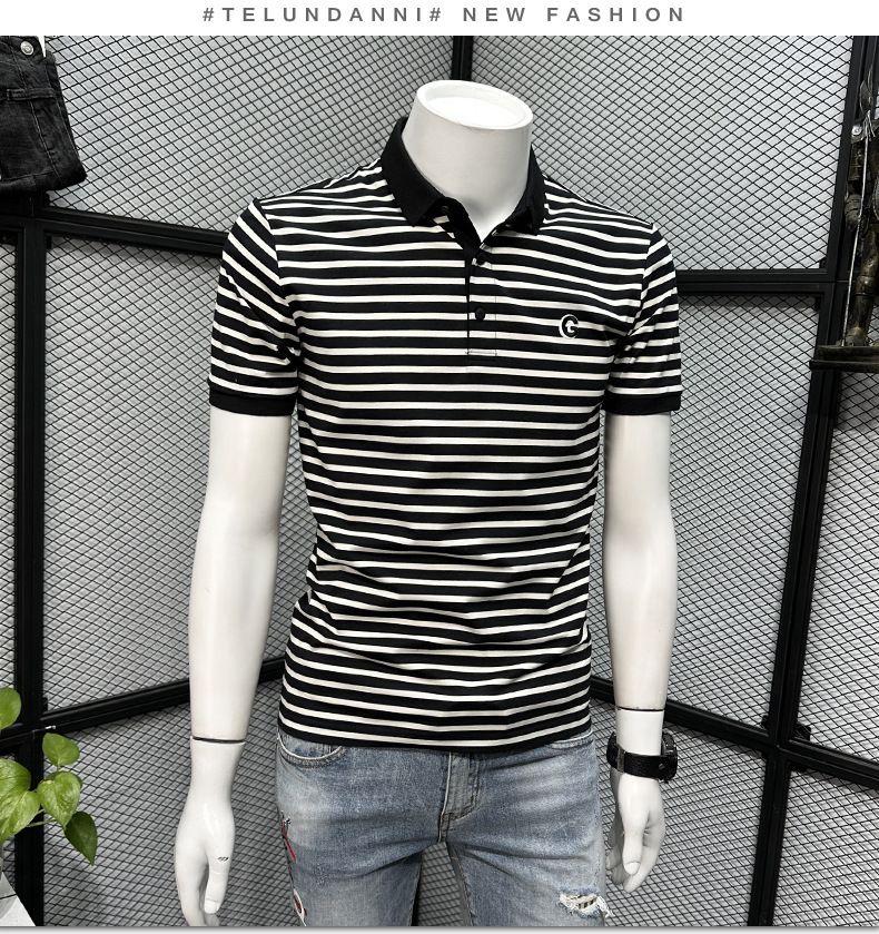 Product Introduction of Áo Polo Có Ve Áo Sọc, Hàng Mới Về Mùa Hè 2024, Phong Cách Hàn Quốc, Dễ Phối Đồ Dáng Ôm, Áo Polo Nam ngắn Tay Thêu, Thời Trang 5