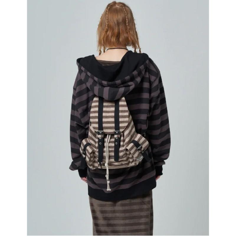 Product Introduction of Newjeans Same Tensedance Korean Flat Stripe Machine Can Casual Plaid Backpack Large Capacity 17