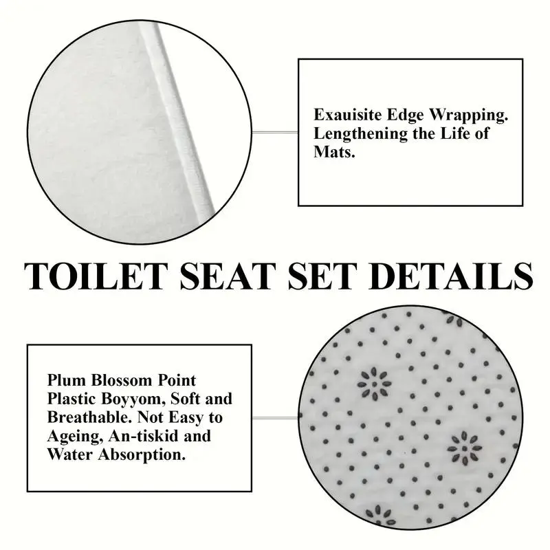 Cat Pattern Bathroom Decor Set, 4 Counts/set Including Shower Curtain & Toilet Lid Cover & Bath Mat & U-shaped Mat, Bathroom Accessories 7
