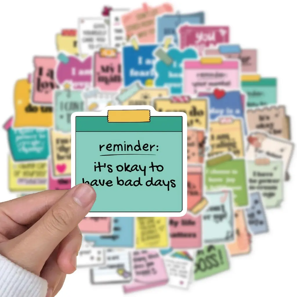 50PCS Self-Affirmation Stickers with Quotes – Motivational & Positive Mindset Stickers for Journals, Laptops & More