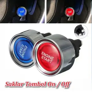Saklar Tombol On Off + Tombol Starter Soket Plus Stainless Tombol on Off Push Button Bisa Buat Motor Mobil