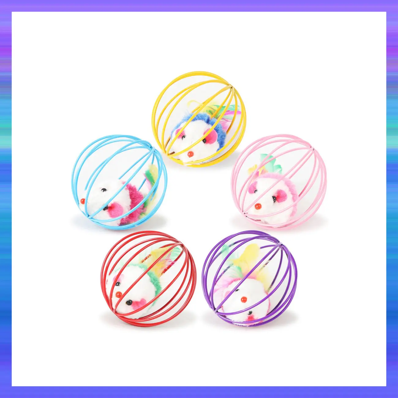 cat toy Cat mouse toy chasing toy plush mouse in cage pet interactive cat toy supplies funny