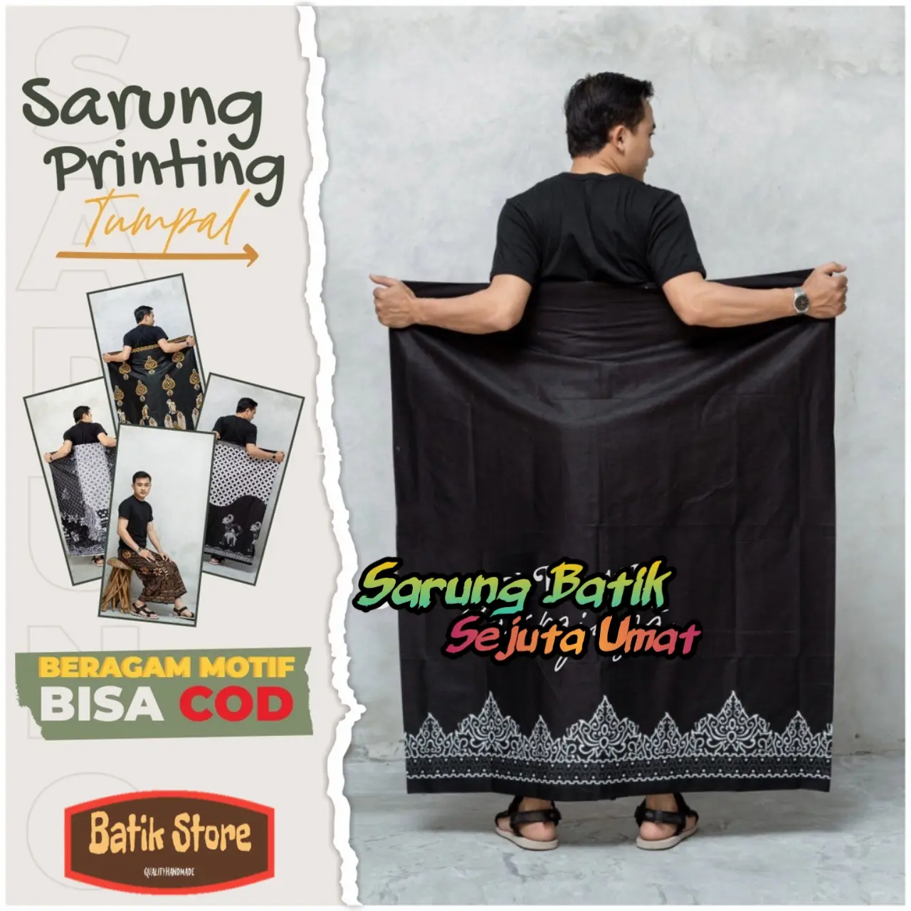 SARUNG BATIK MOTIF TUMPAL | SARUNG PRINTING PALAIKAT | SARUNG KANG SANTRI | SARUNG PEKALONGAN | BISA BAYAR DITEMPAT (COD) Katun