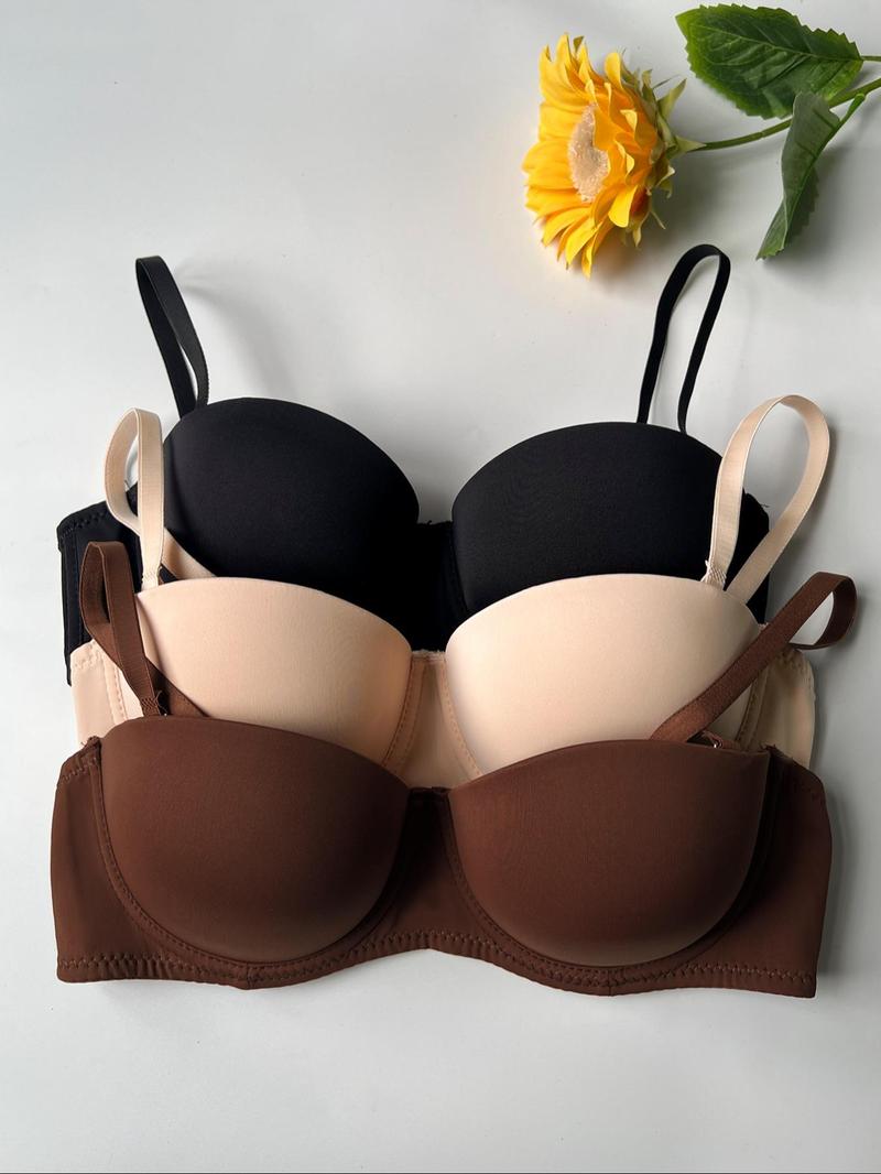 Product Introduction of Women's Solid Underwire Push Up Bra, Casual Adjustable Spaghetti Strap Lingerie Top for Daily Wear, Soft Comfortable Bra for All Seasons 3