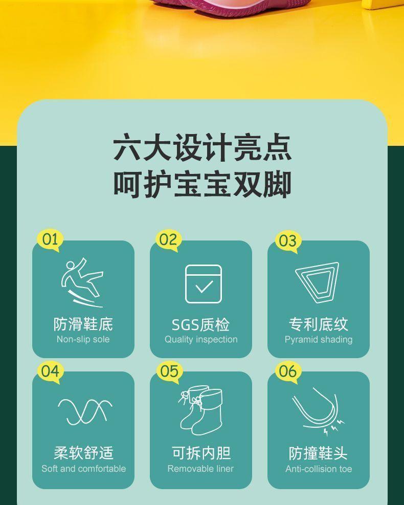 Product Introduction of Ủng đi mưa cho trẻ em, dành cho bé trai và bé gái, không trơn trượt, giày đi mưa cho học sinh, giày đi mưa cho trẻ em, không thấm nước, giày cao su, thời gian có hạn, ưu đãi đặc biệt, giá cả phải chăng, thiết kế sáng tạo 2