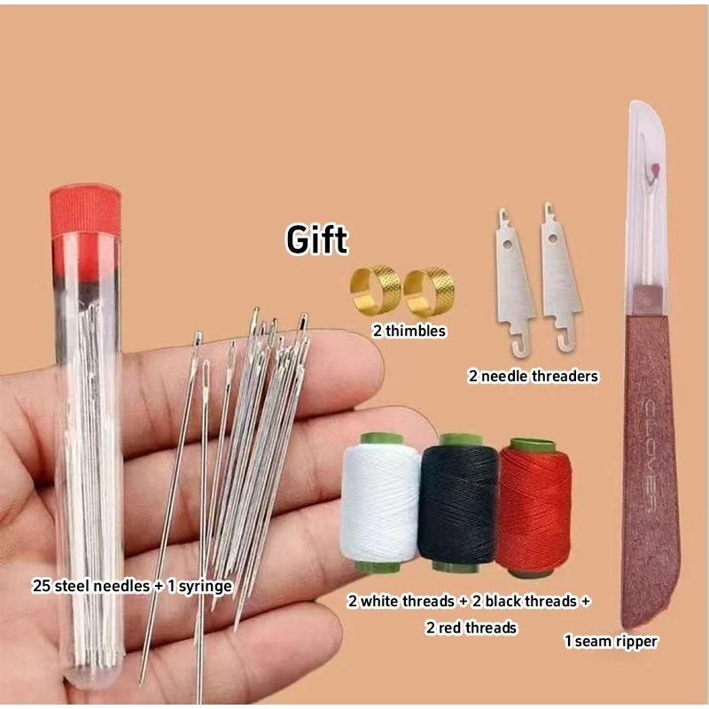 1/2/3/5/8Sets Alat Jahit Jarum Baja Mata Besar Dengan Benang Jarum Jahit Tangan Jarum Baja Portabel Rumah Tangga Jarum Kecil Jarum Bordir