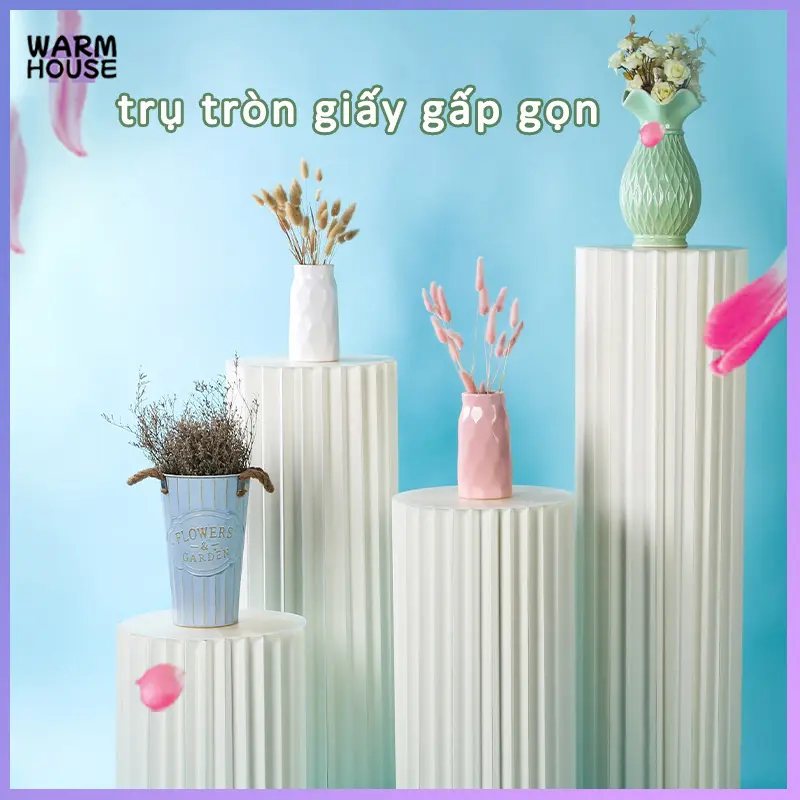 Trụ tròn giấy gấp gọn，trang trí sinh nhật ，bộ đôn tròn giấy gấp ，gọn để bánh sinh nhật hoa trang trí，Đảng bộ Sự Kiện Đám Cưới