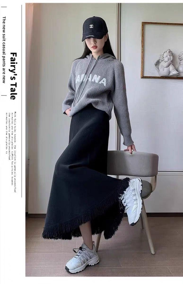 Product Introduction of Chân Váy Len, Màu Đen, Dành Cho Phụ Nữ, Mùa Xuân Và Mùa Thu, Ngoại Cỡ, Cô Gái Đầy Đặn, Che Bụng, Dáng Ô Chữ A, Dài Trung Bình, Hình Quả Lê, Chân Váy 9
