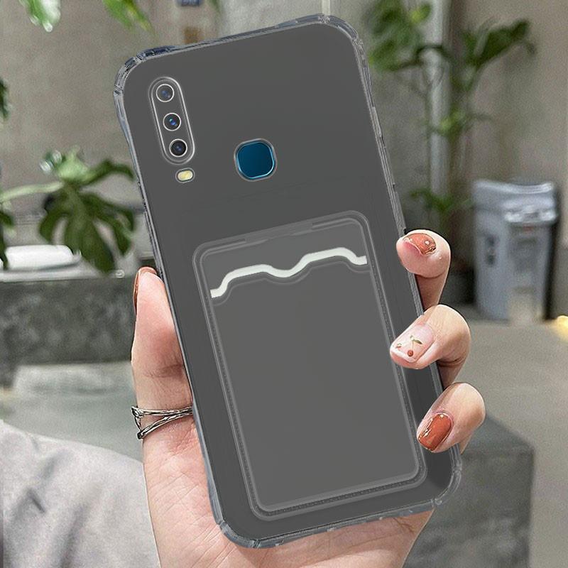 FOR ALL TYPE HP New! Transparent Card Slot Holder - Softcase Fullcover For Vivo Y17 Y12A Y12S Y20 Y20i Y20S Y21 2021 Y11 2019 Y12 Y12i Y15  Y21S Y33S T1X Y21T Y21A Y15S Y15A Y01 Y15C Y91C Y1S Y91 Y93 Y95 Y91i Y02 Y02T Y22 Y22s Y35 Y16 Y02s Y17S Y100 0