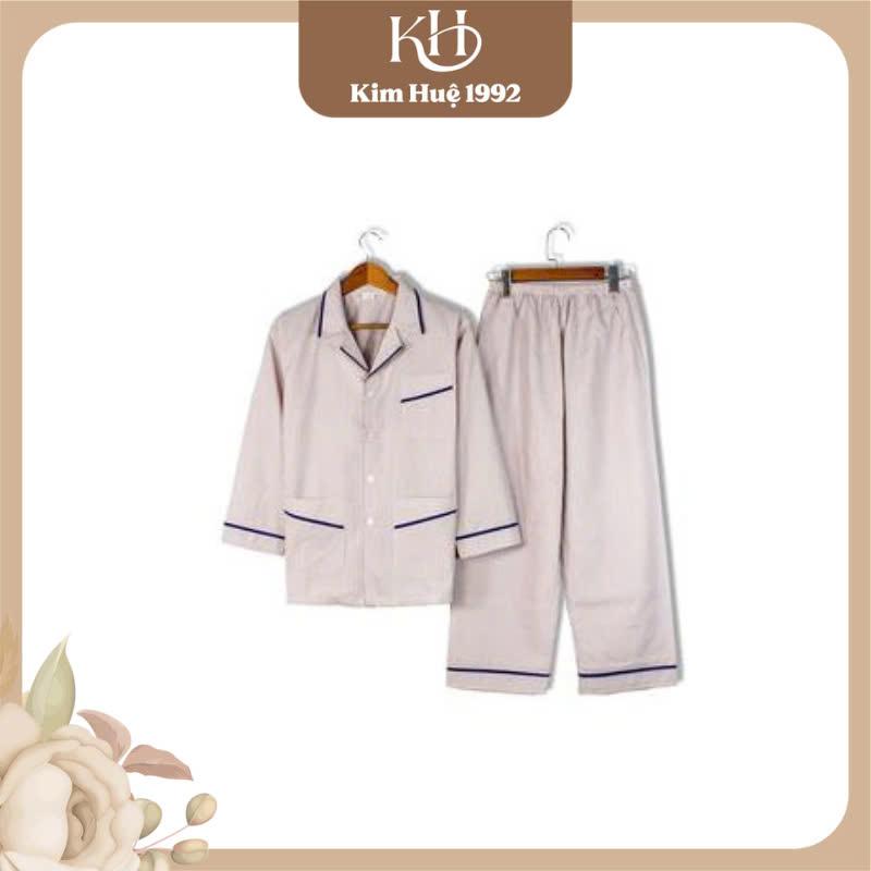   quần dài Tây dái sọc   Bộ đồ bộ pijama nam trung niên cao cấp mặc nhà chất vải kate thoáng mát kẻ sọc 
