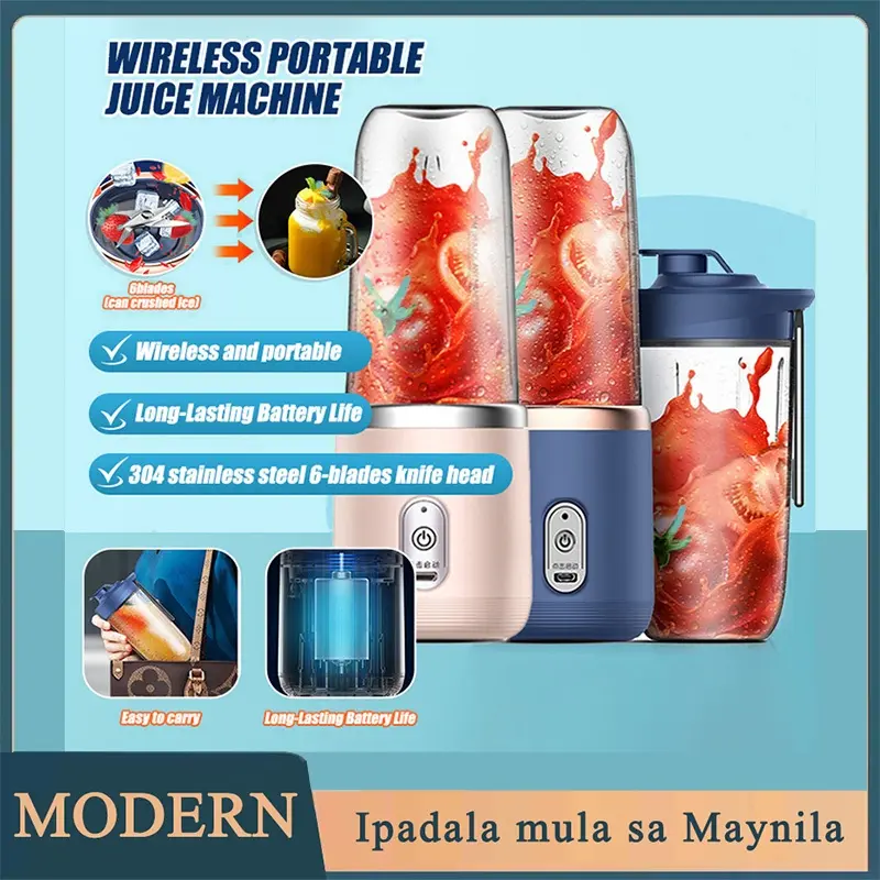 【PurePoetry】 Fruit Juicer Portable Electric Blender Rechargeable Juicer Cup USB Wireless Automatic Mini Squeezer