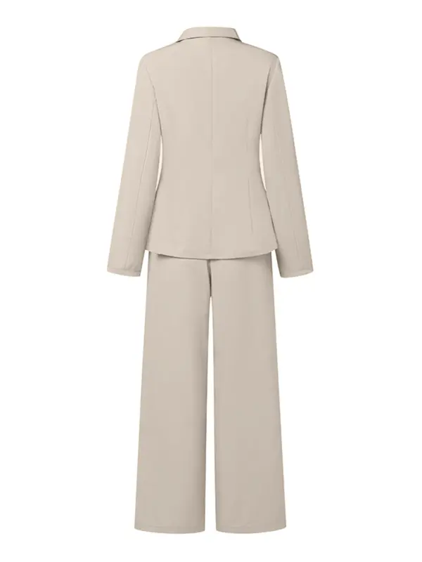 Women's Solid Tie Front Wrap Lapel Neck Blazer & Pants Set, Casual Chic Long Sleeve Outerwear & Wide Leg Trousers, Women's Fall & Winter Clothes for Work Office Business, Elegant Suits, Corporate Outfits Women, Womenswear 7