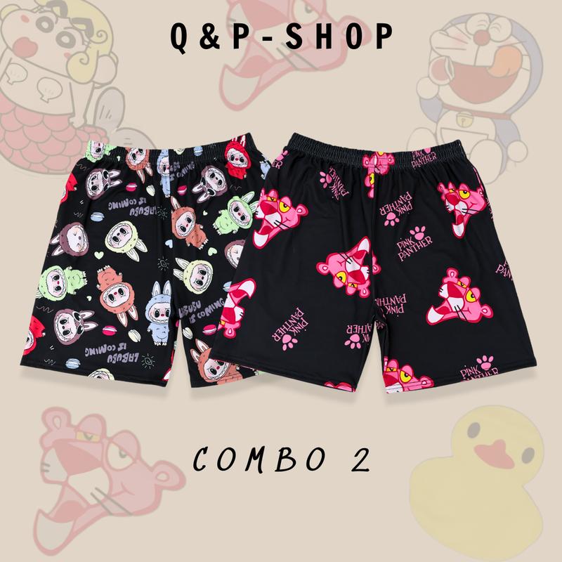 Combo 2 Quần Short Lửng Hoạt Hình Nam Nữ Báo Hồng Nhiều Mẫu Đẹp xxl to & cao Menswear Thun