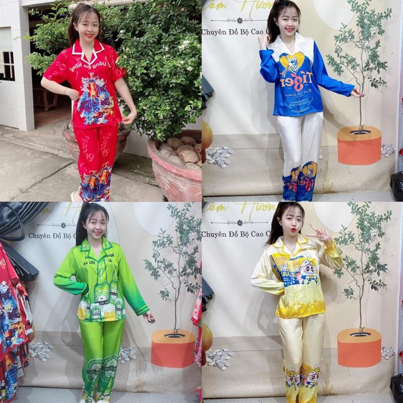 Có Bigsize 40-75kg Đồ Bộ Cho Nữ, Chất Liệu Lụa Xước Mềm, Lụa Latin , In Hình K.E.N. Xanh Hót Áo Women setdomac nhaxinh