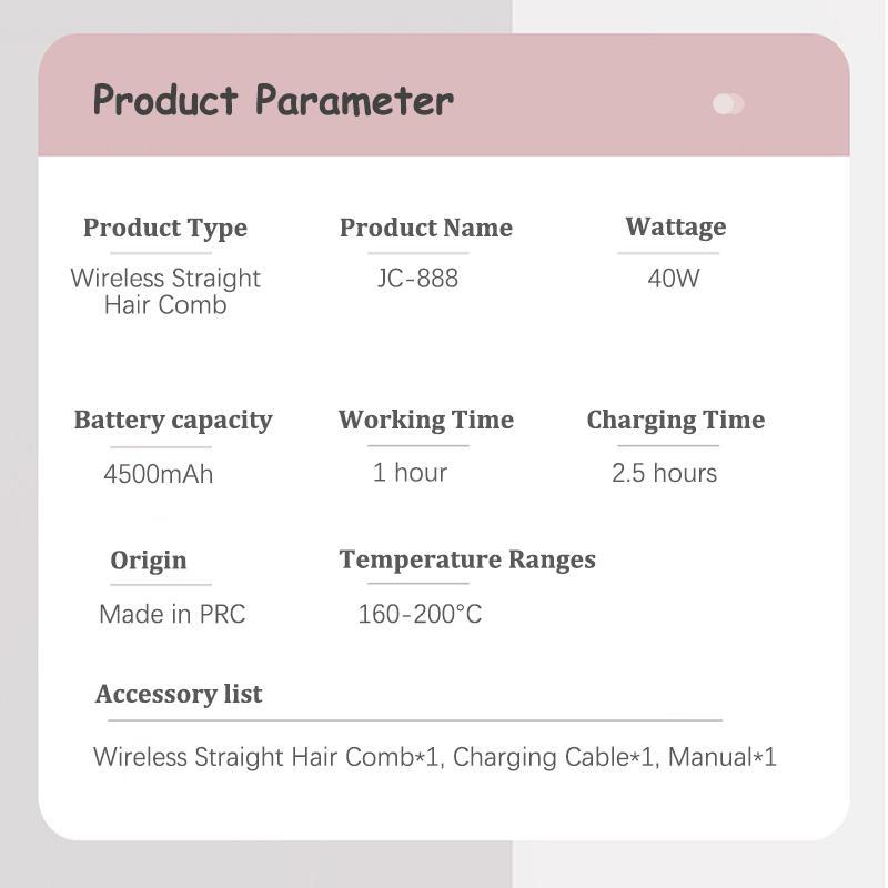 Portable Hair Straightener Comb with Digital LCD screen, 1 Box USB Rechargeable Hair Straightening Comb, Hair Styling Tool for Home & Travel, Excellent Home Appliances, Winter & New Year Gift 8