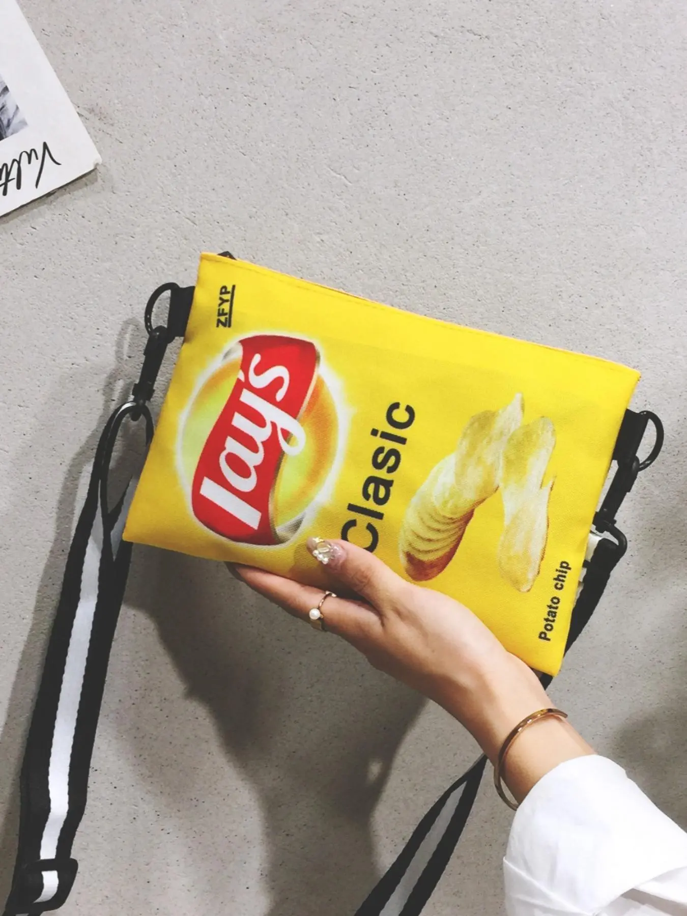 Creative French Fries Bag, Canvas Zipper Bag for Women & Men, Casual Trendy Versatile High-quality Daily Commuting Bag, Girl Fashionable Shopping Bag
