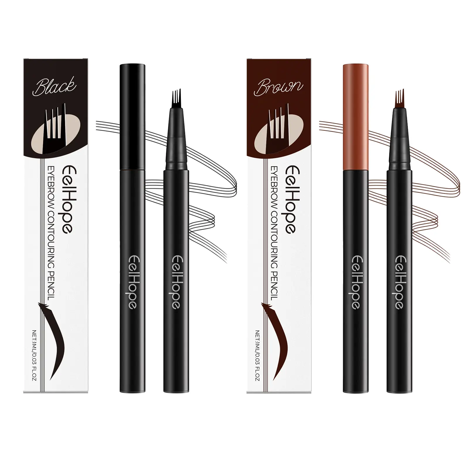 Eelhope Four Fork Eyebrow Pencil Micro Fork Tip Applicator Waterproof Sweat-Proof Long-Lasting Eyebrow Pencil Eyebrow Pencil Moisturizing Nourishing Makeup