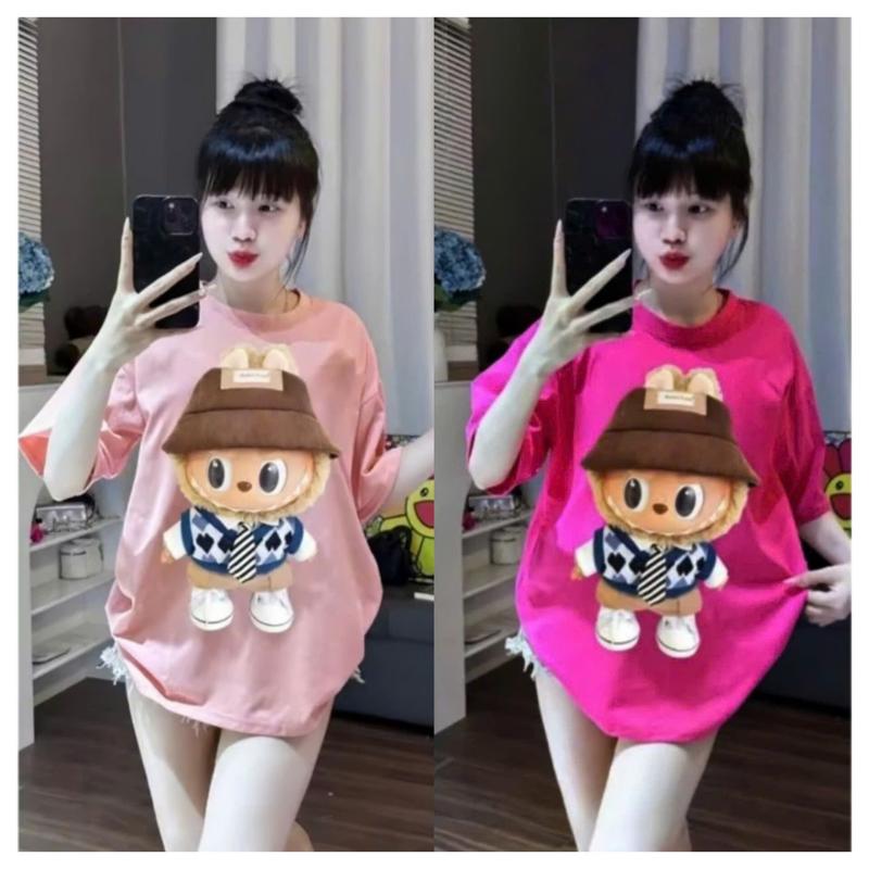 COMBO 3 ÁO/99K_Áo Thun Nam Nữ GẤU LABUBU, Áo Phông Unisex Form Rộng Top Cổ Tròn Women aothun basic áonuxinh