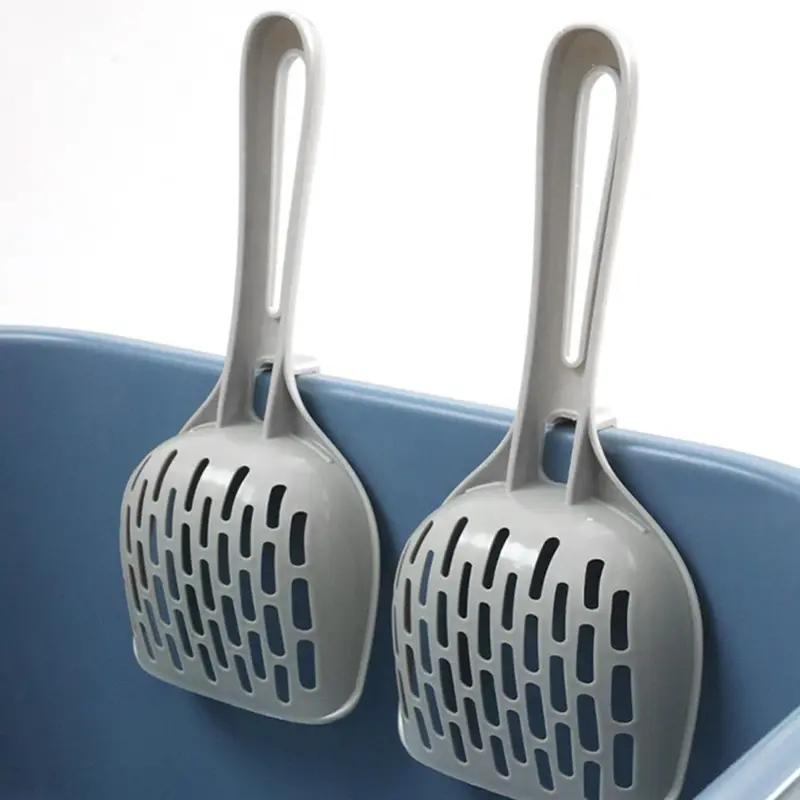 Xẻng Xúc Cát Vệ Sinh Cho Mèo, PP Mới, Xám, Nhẹ, Xẻng Sâu, Muỗng Có Thể Treo, Rây 6
