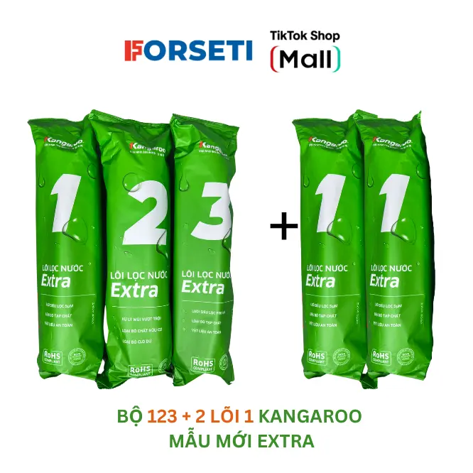 Bộ 5 lõi lọc nước Kangaroo chính hãng gồm 3 lõi số 1, 1 lõi số 2, 1 lõi số 3