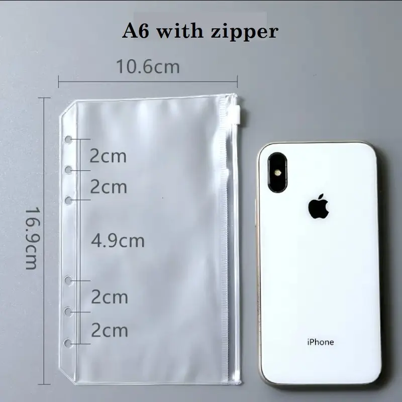Zipper Ziplock Binder A6 / A5 6 Ring (6 LUBANG) Tempat penyimpanan uang 1