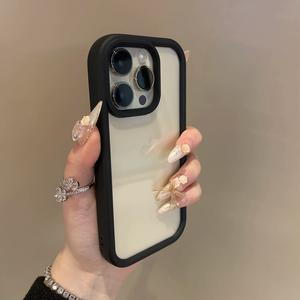 Luxury transparent candy phone case suitable for iPhone 11, 12, 13, 14, 15 Pro Max shock-absorbing transparent insurance, anti drop phone back cover protective case