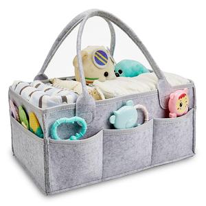 Cesta de almacenamiento de fieltro linda, Caja organizadora multiusos para pañales, Cesta de almacenamiento portátil para guardería, Cesta de almacenamiento simple y duradera para el hogar y exteriores