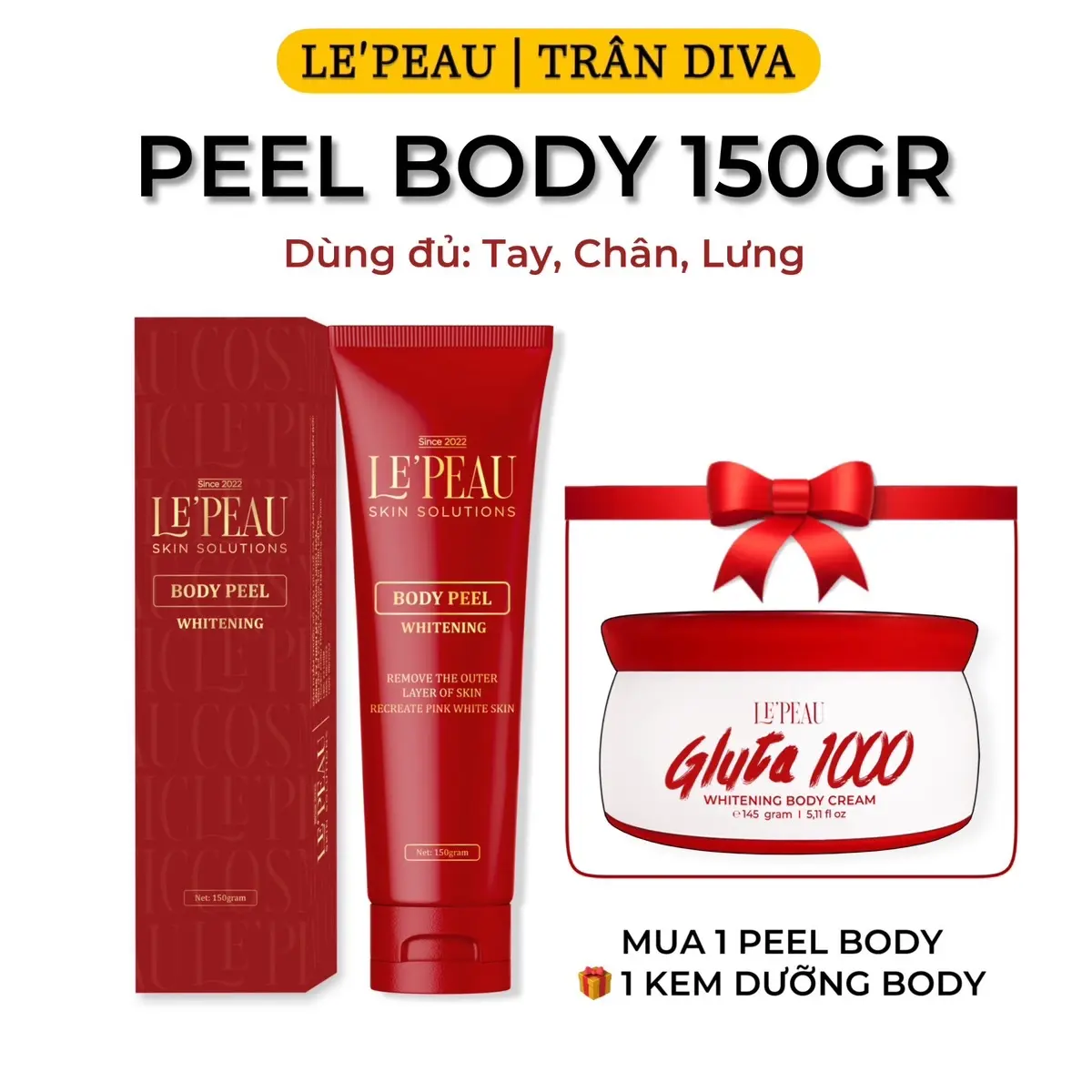[Mã 11] Kem Peel Da Body Retinol Le'Peau 150gr - Hỗ Trợ Mờ Thâm, Sáng Da, Tẩy Tế Bào Chết - LE'PEAU Nữ Skincare Dưỡng Body