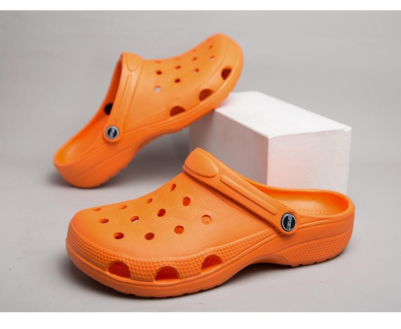 Product Introduction of Summer new style solid color hole shoes, men and women's sandals, suitable for wearing on the beach and other occasions 11