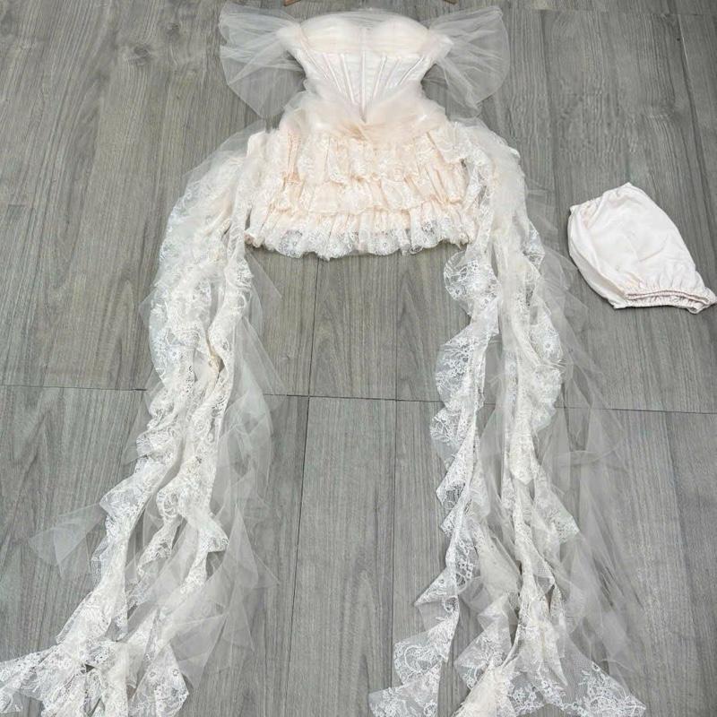 Váy croset trễ vai phối váy tua rua thả tà chanh sả ( kèm ảnh thật ) 2